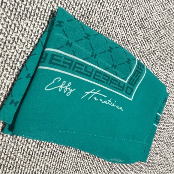 Effy Hematian Sheer Scarf Teal Turquoise Sheer Signature 18.5 x 58 - Picture 11 of 16